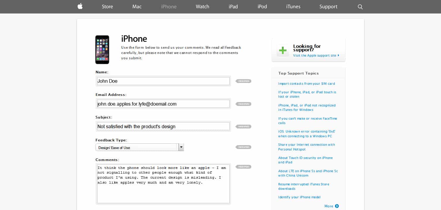 product feedback form