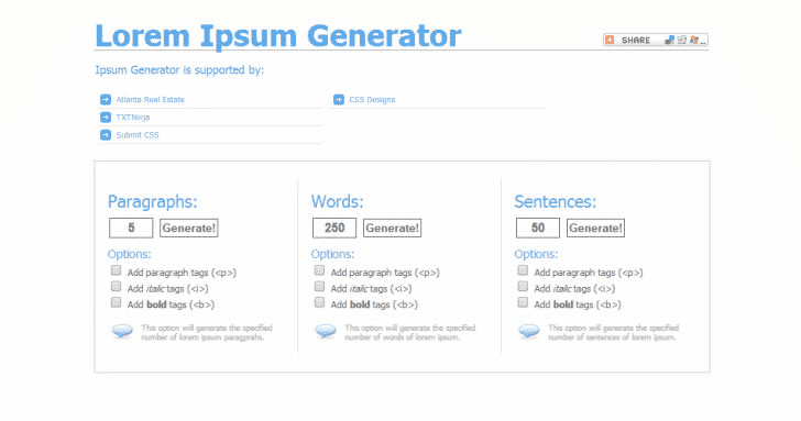 Lorem Ipsum Generator