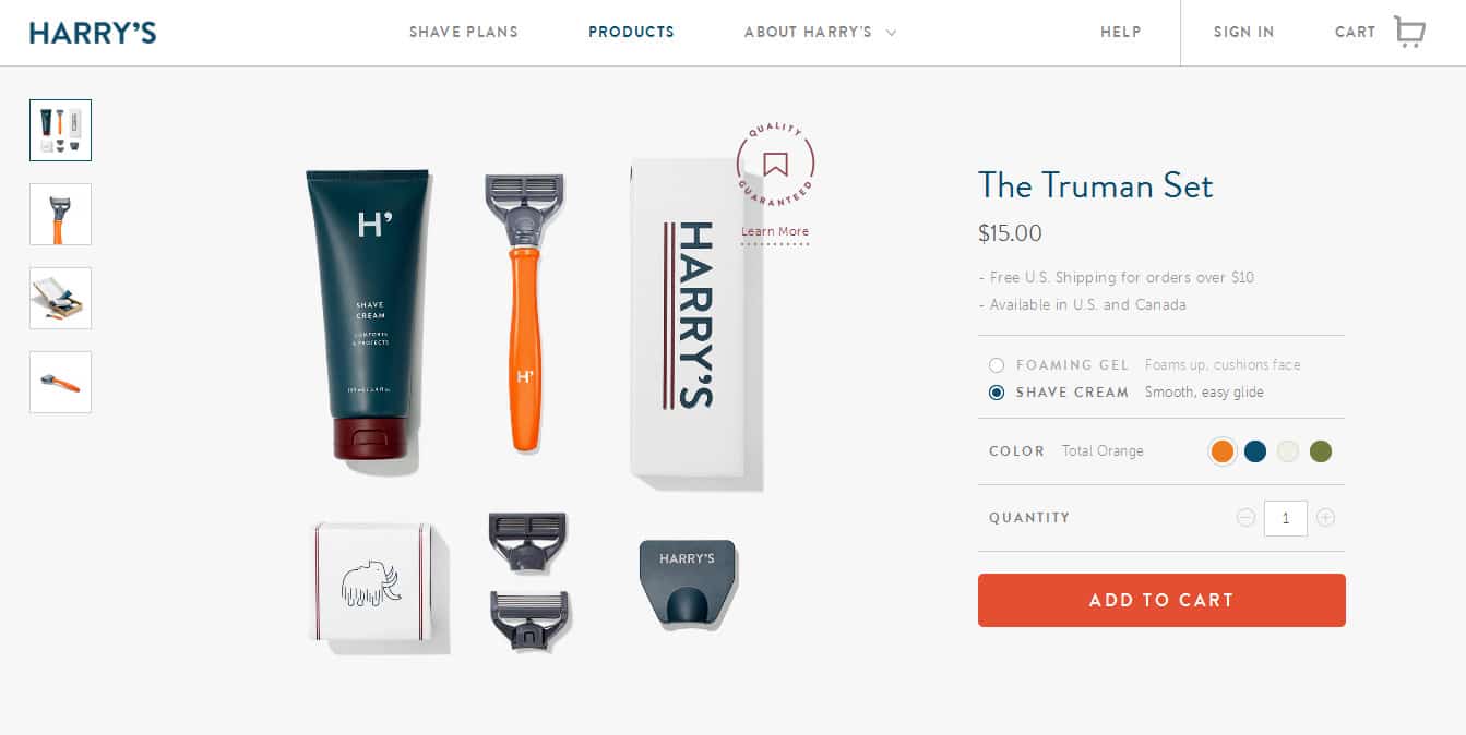 harry's product arrangement sample