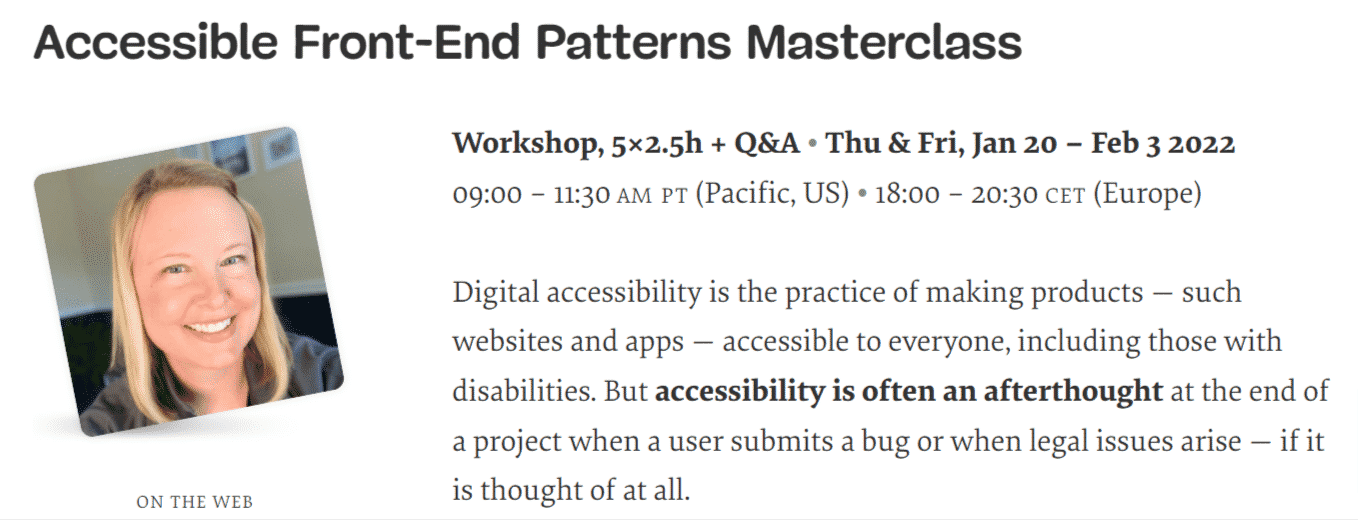 Accessible Front-End Patterns Masterclass