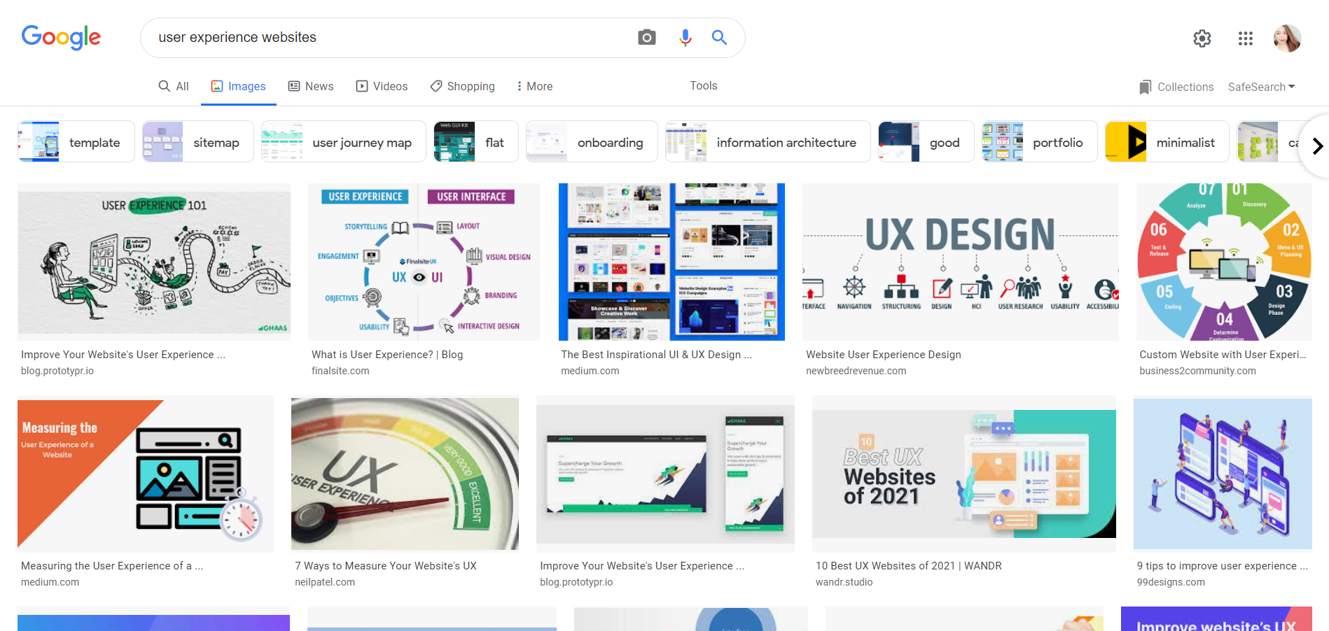 Google Images infinite scrolling