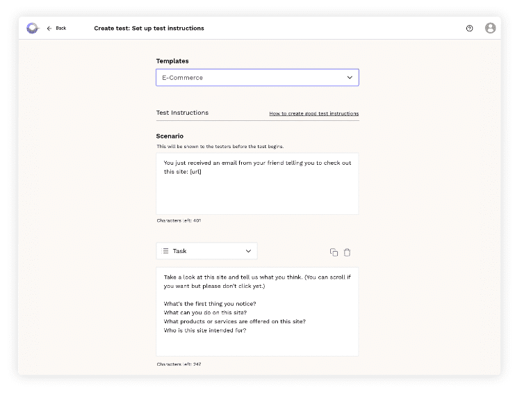 Easy User Test setup