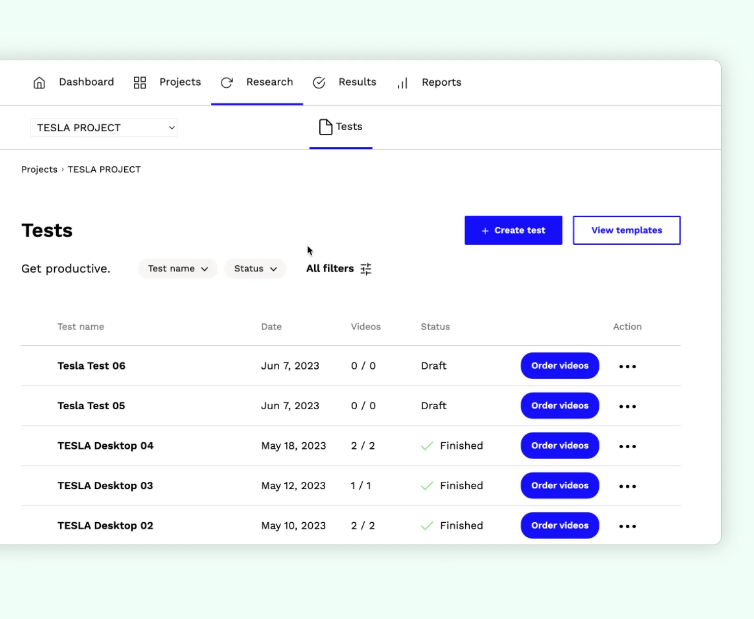 Research insights with user testing software